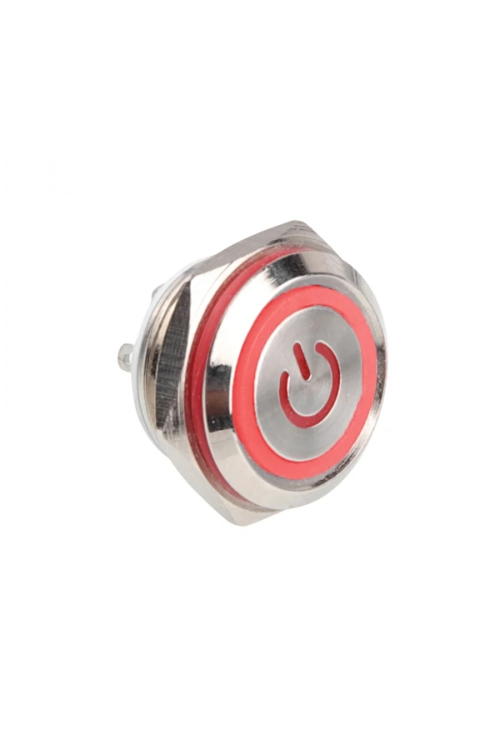 WD16C1-Pin-P1-EC 16mm Düz Yaylı Işıklı Metal Buton - Kırmızı