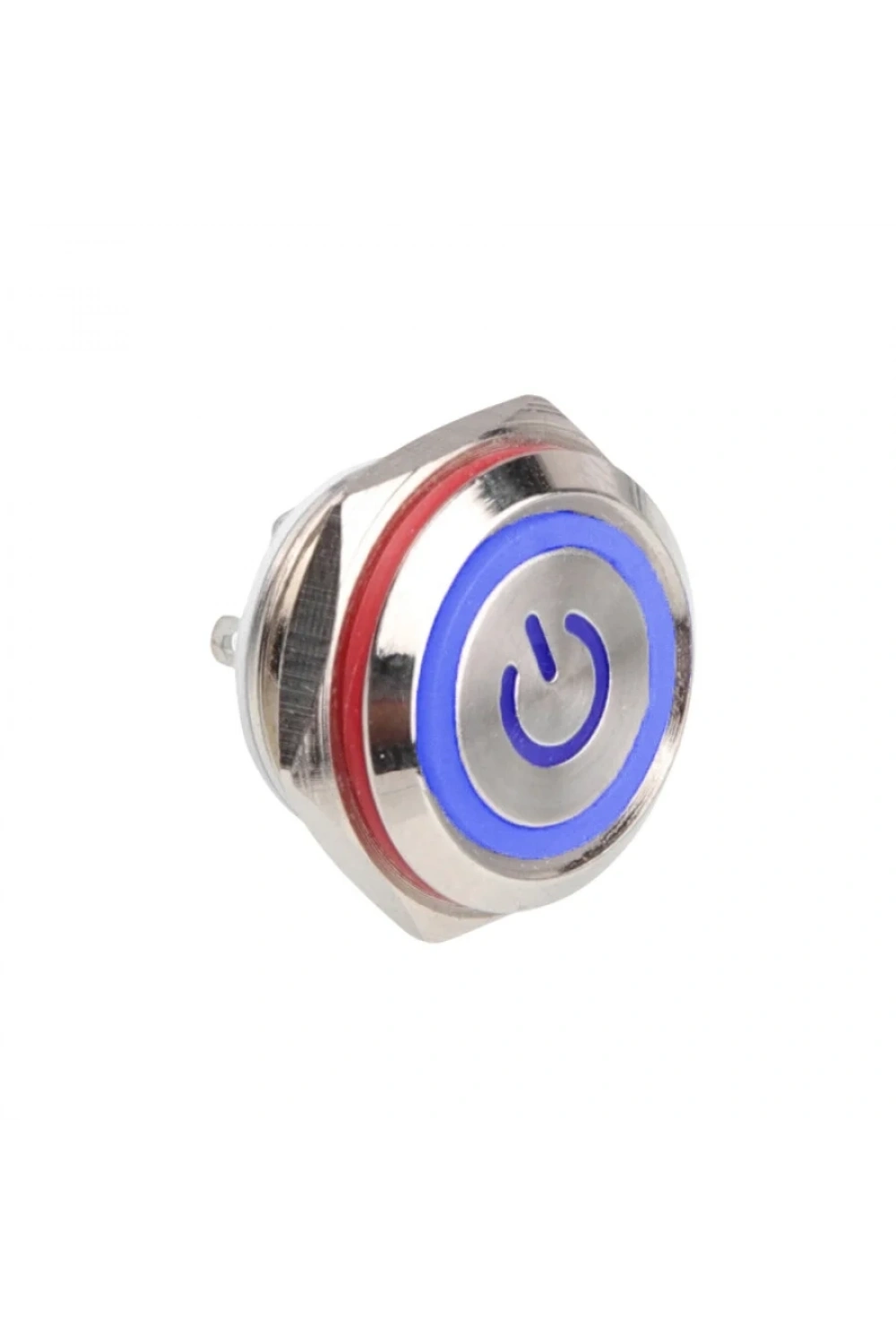 WD16C1-Pin-P1-EC 16mm Düz Yaylı Işıklı Metal Buton - Mavi