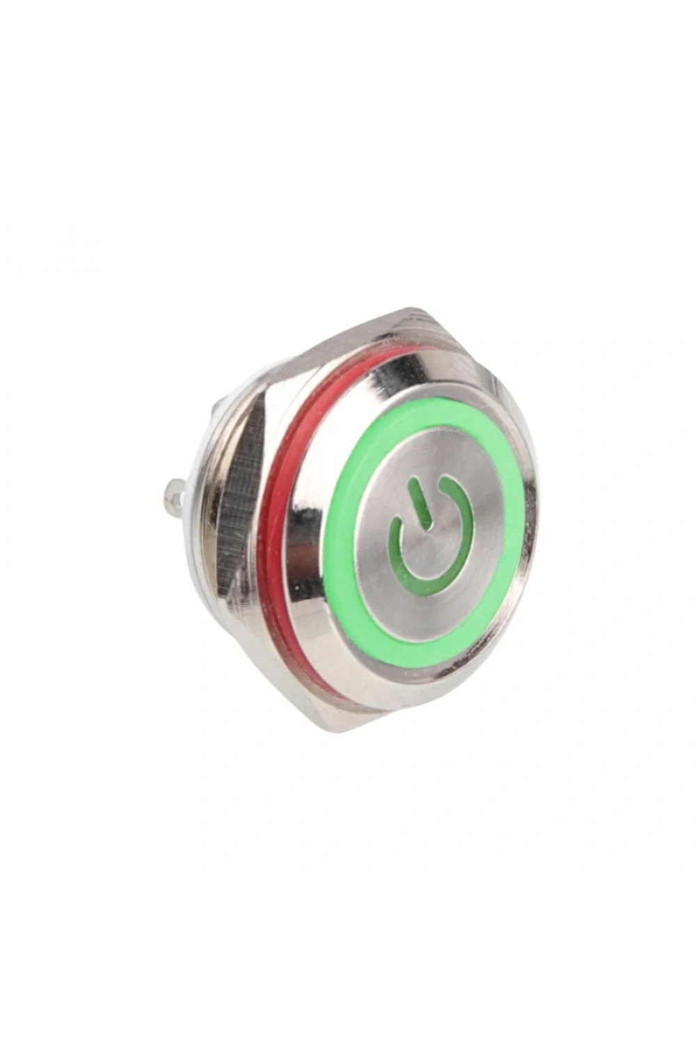 WD16C1-Pin-P1-EC 16mm Düz Yaylı Işıklı Metal Buton - Yeşil