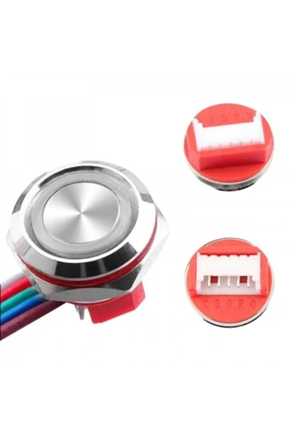 WD16C1-Wired-P1-E 16mm Düz Yaylı Kırmızı Işıklı Metal Buton - Kablolu