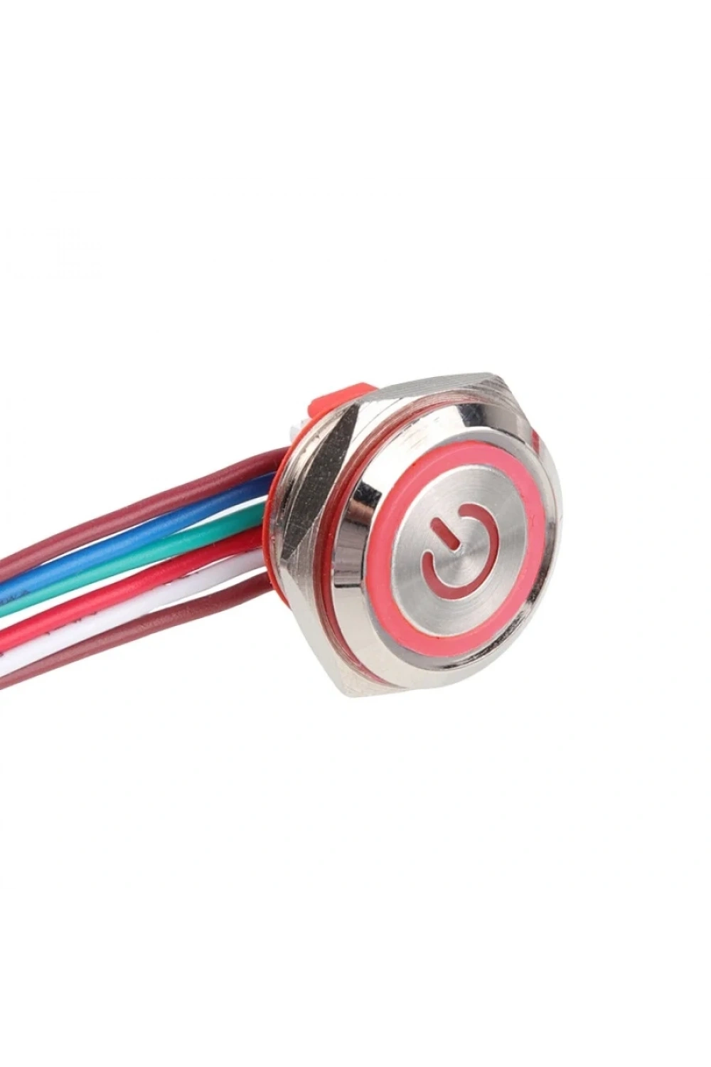WD16C1-Wired-P1-EC 16mm Düz Yaylı Kırmızı Işıklı Metal Buton - Kablolu