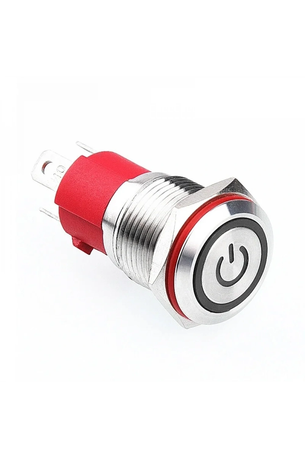 WD16D-P1-EC 16mm Düz Yaylı Işıklı Power Metal Buton - Beyaz