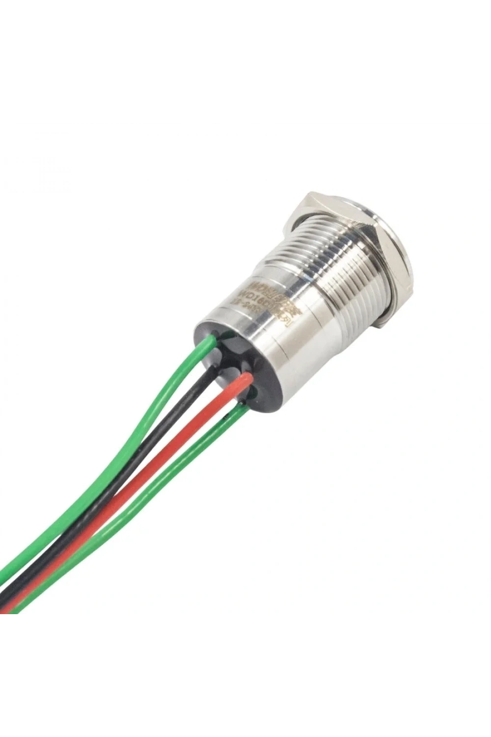 WD16D1-P2-E 16mm Düz Yaylı Işıklı Kablolu Metal Buton - Kırmızı