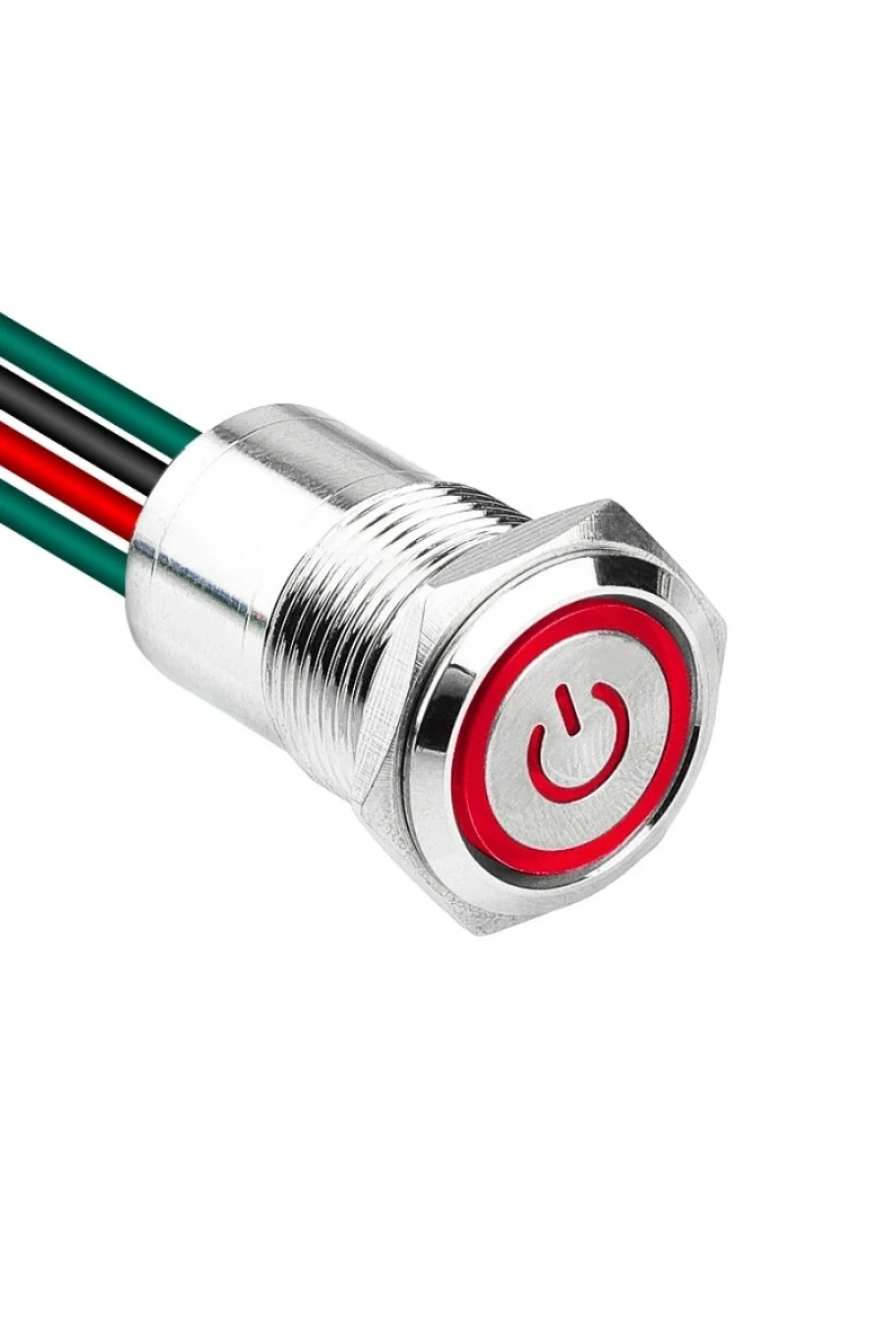 WD16D1-P2Z-EC 16mm Düz Anahtarlı Işıklı Power Kablolu Metal Buton - Kırmızı
