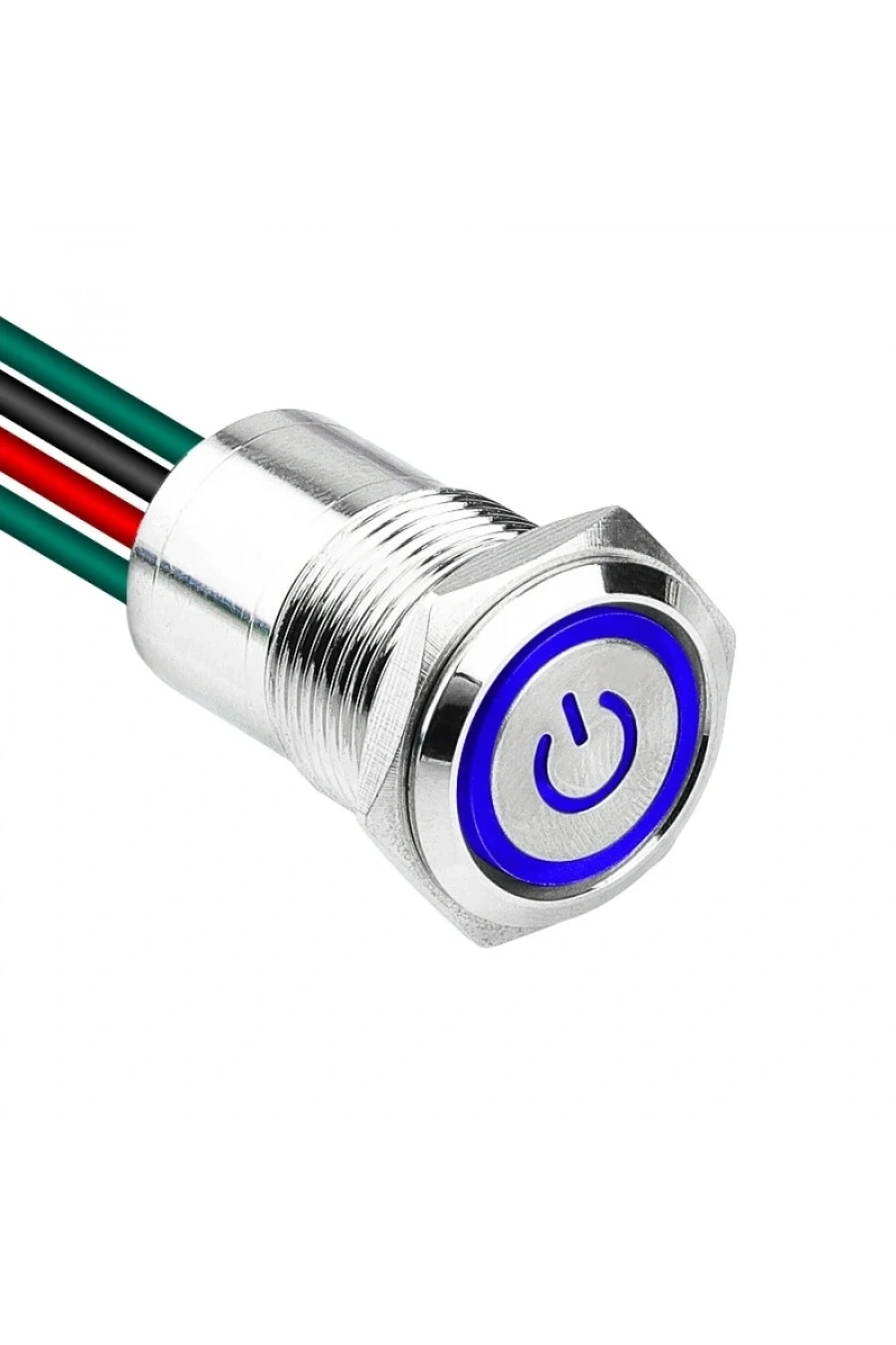 WD16D1-P2Z-EC 16mm Düz Anahtarlı Işıklı Power Kablolu Metal Buton - Mavi
