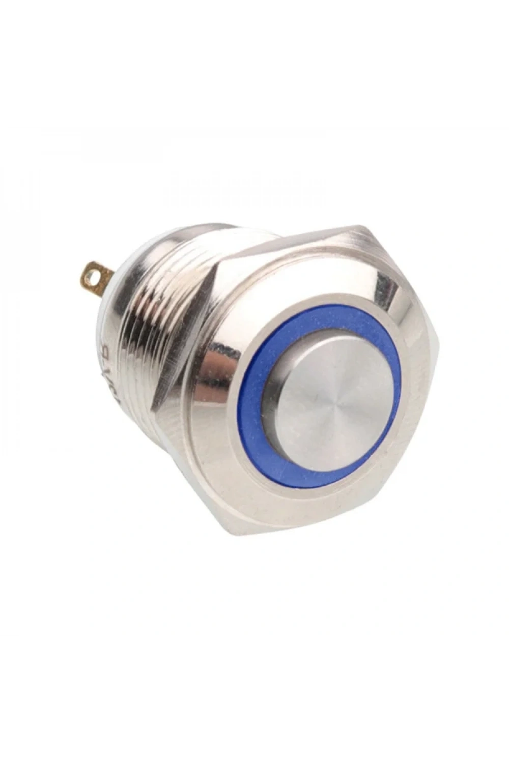 WD16H-G1-E 16mm Çıkık Yaylı Işıklı Metal Buton - Mavi