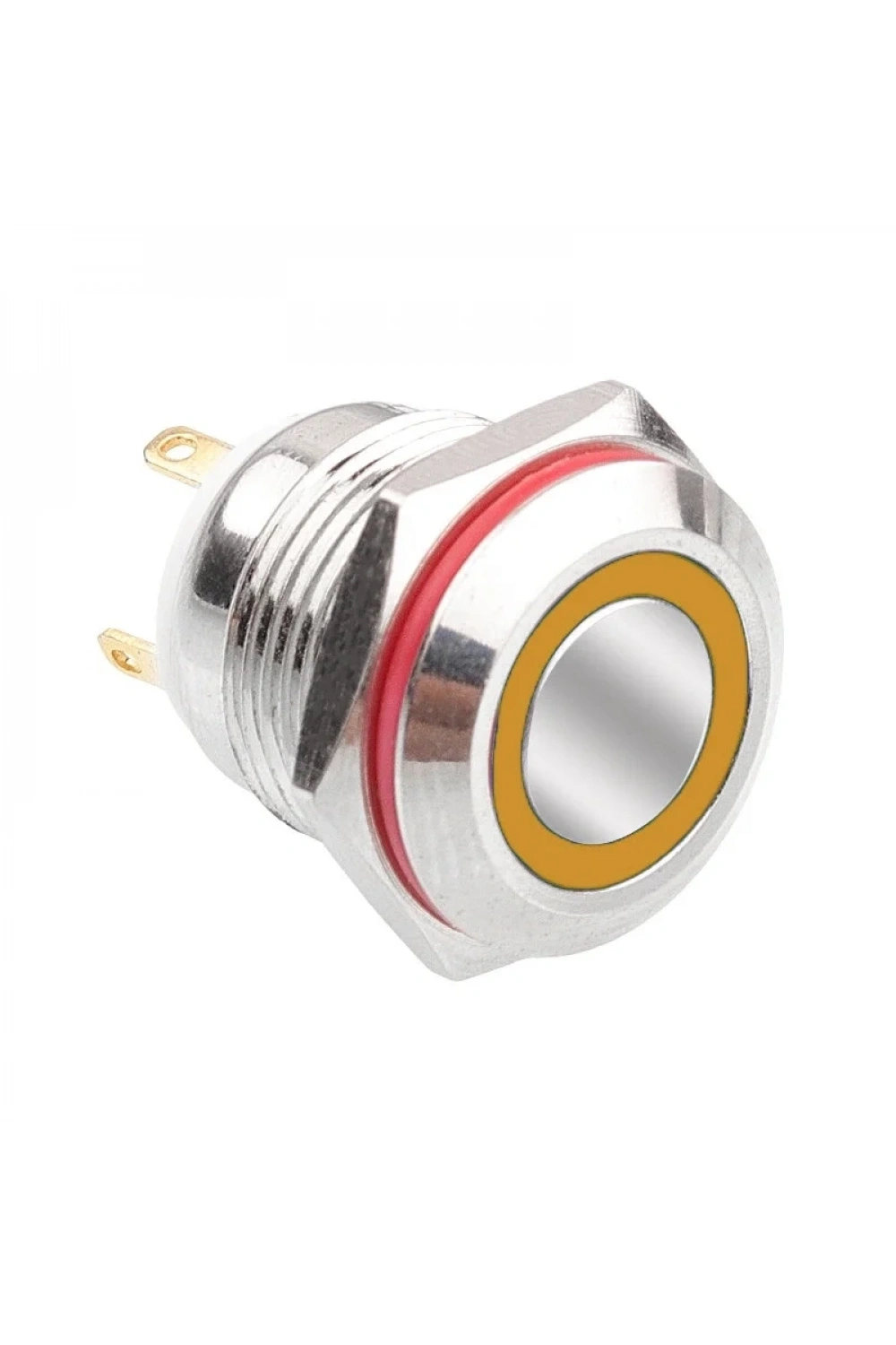 WD16H-P1-E 16mm Düz Yaylı Işıklı Metal Buton - Sarı