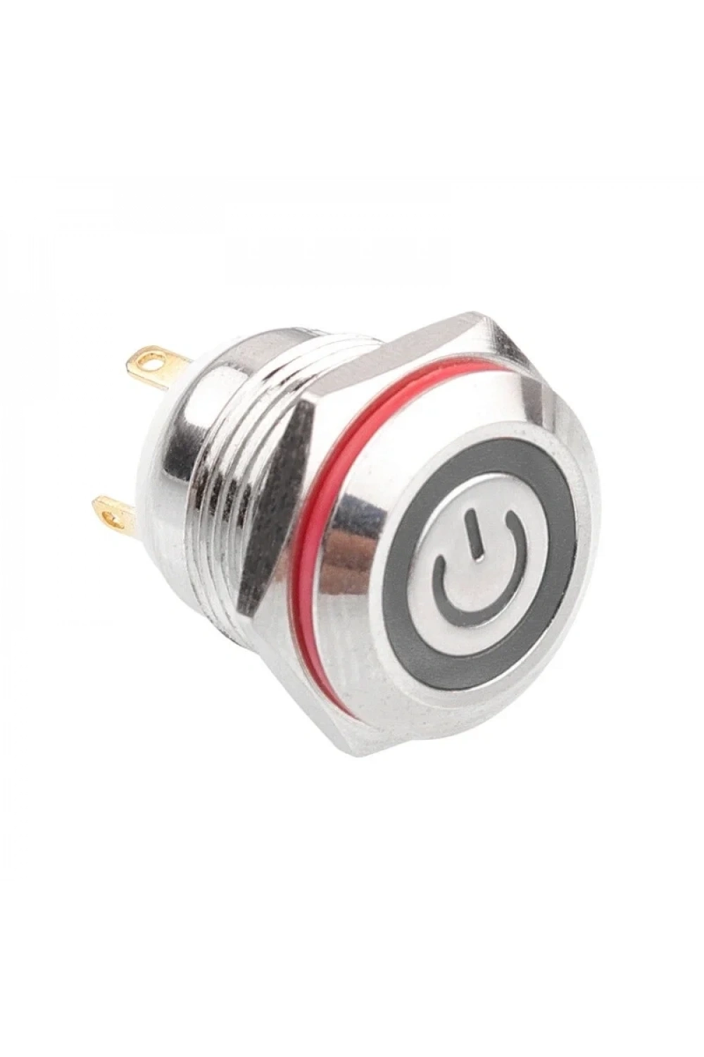 WD16H-P1-EC 16mm Düz Yaylı Işıklı Power Metal Buton - Beyaz