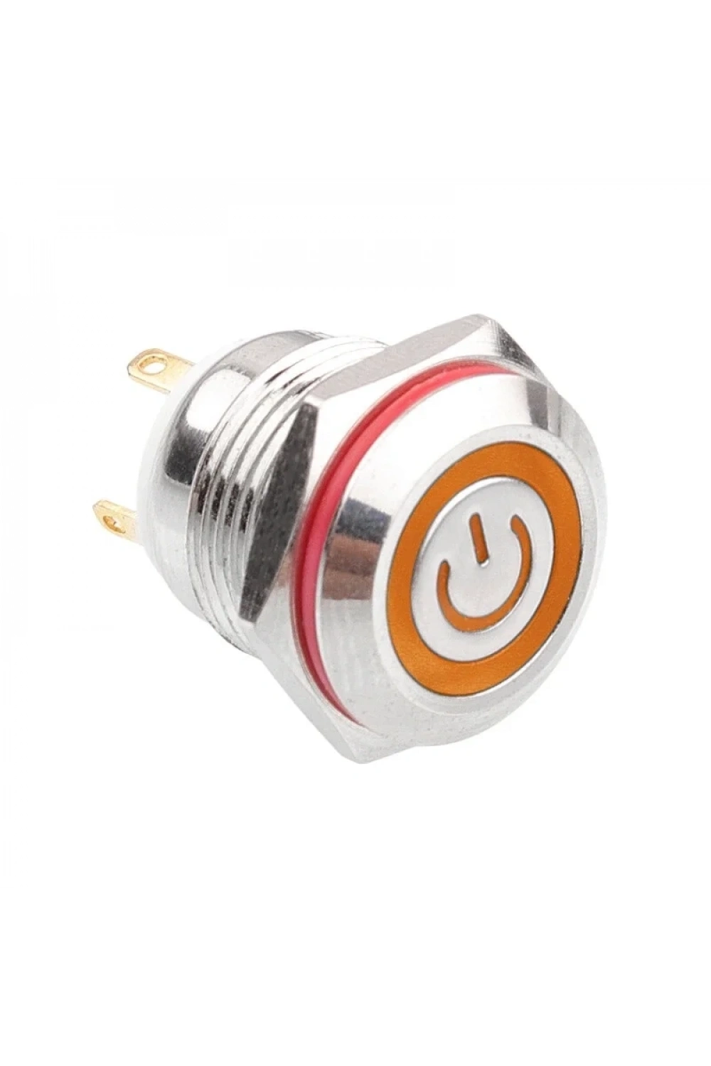 WD16H-P1-EC 16mm Düz Yaylı Işıklı Power Metal Buton - Sarı