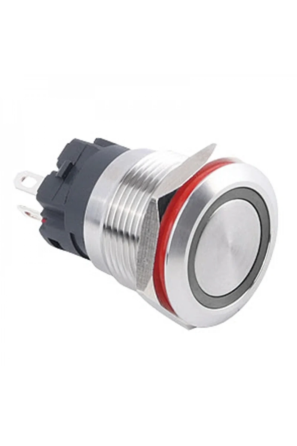 WD19A-P1-E 19mm Düz Yaylı Işıklı Metal Buton - Beyaz
