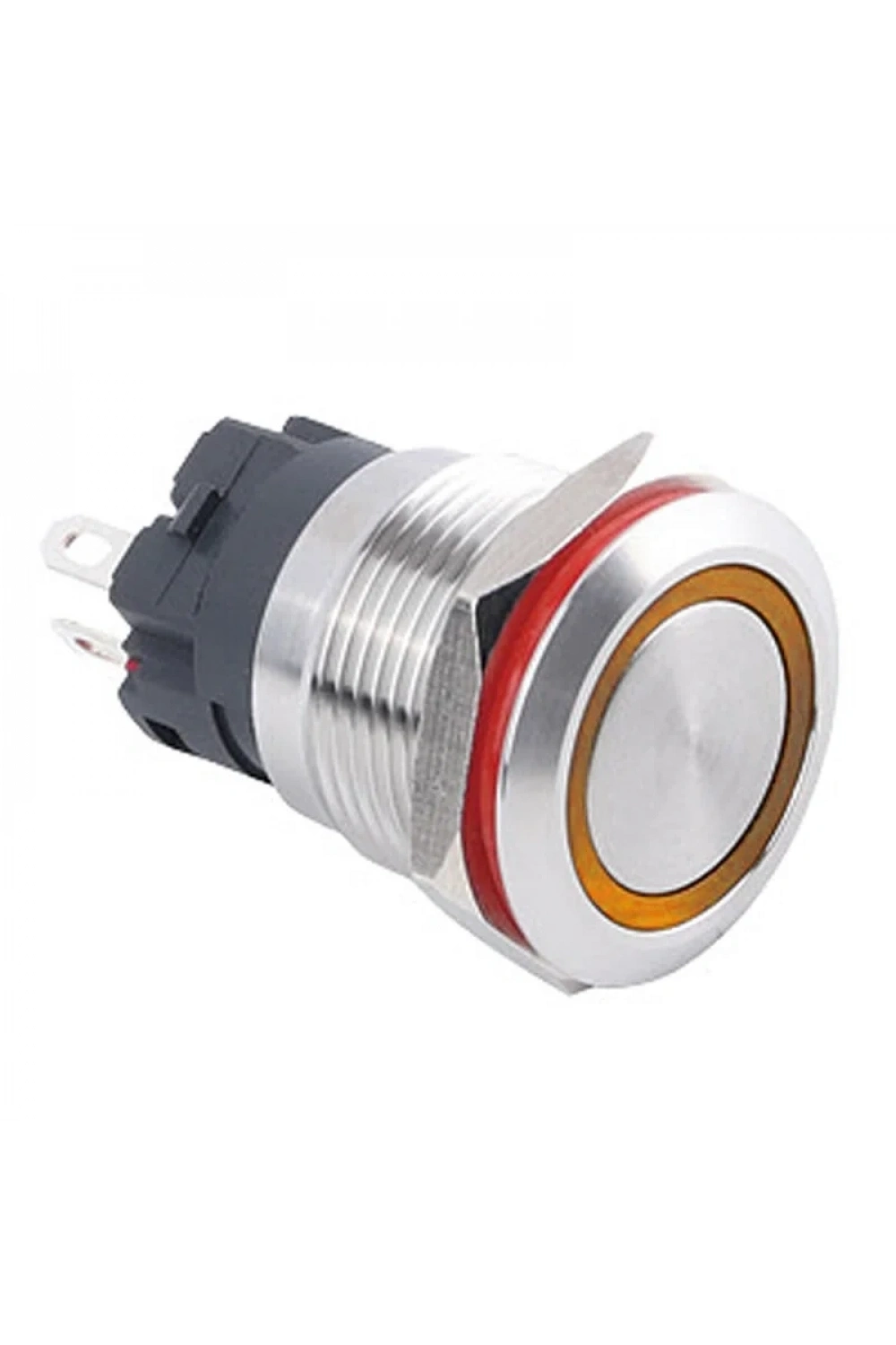 WD19A-P1-E 19mm Düz Yaylı Işıklı Metal Buton - Sarı