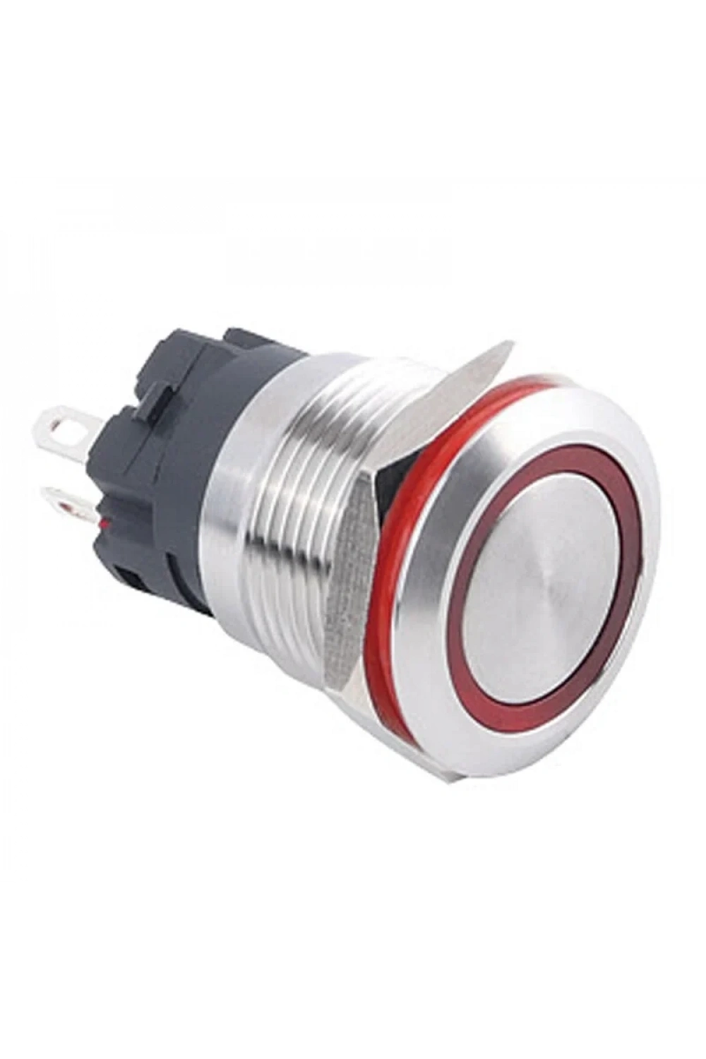 WD19A-P1Z-E 19mm Düz Anahtarlı Işıklı Metal Buton - Kırmızı