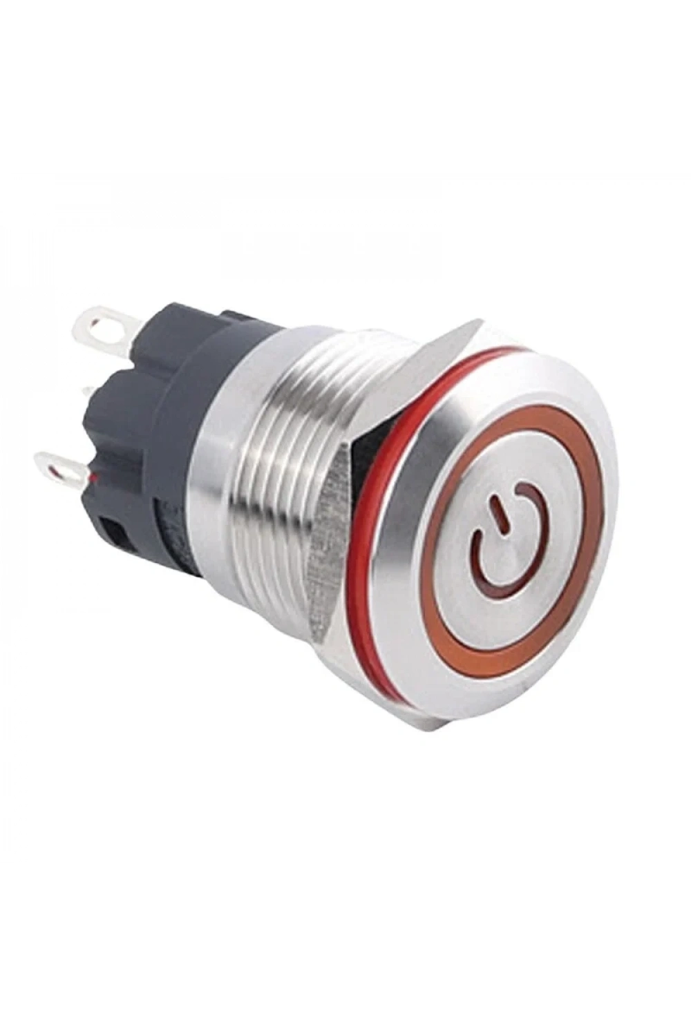 WD19A-P1Z-EC 19mm Düz Anahtarlı Işıklı Power Metal Buton - Sarı