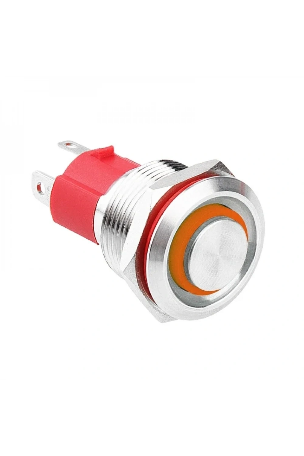 WD19D-G1-E 19mm Çıkık Yaylı Işıklı Metal Buton - Sarı