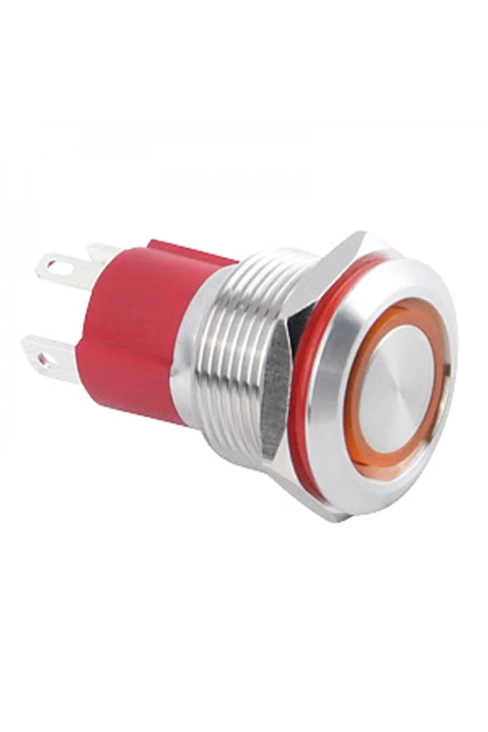 WD19D-P1-E 19mm Düz Yaylı Işıklı Metal Buton - Sarı