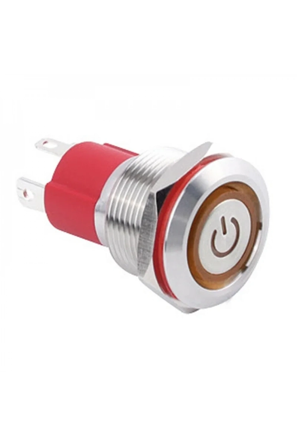 WD19D-P1-EC 19mm Düz Yaylı Işıklı Power Metal Buton - Sarı