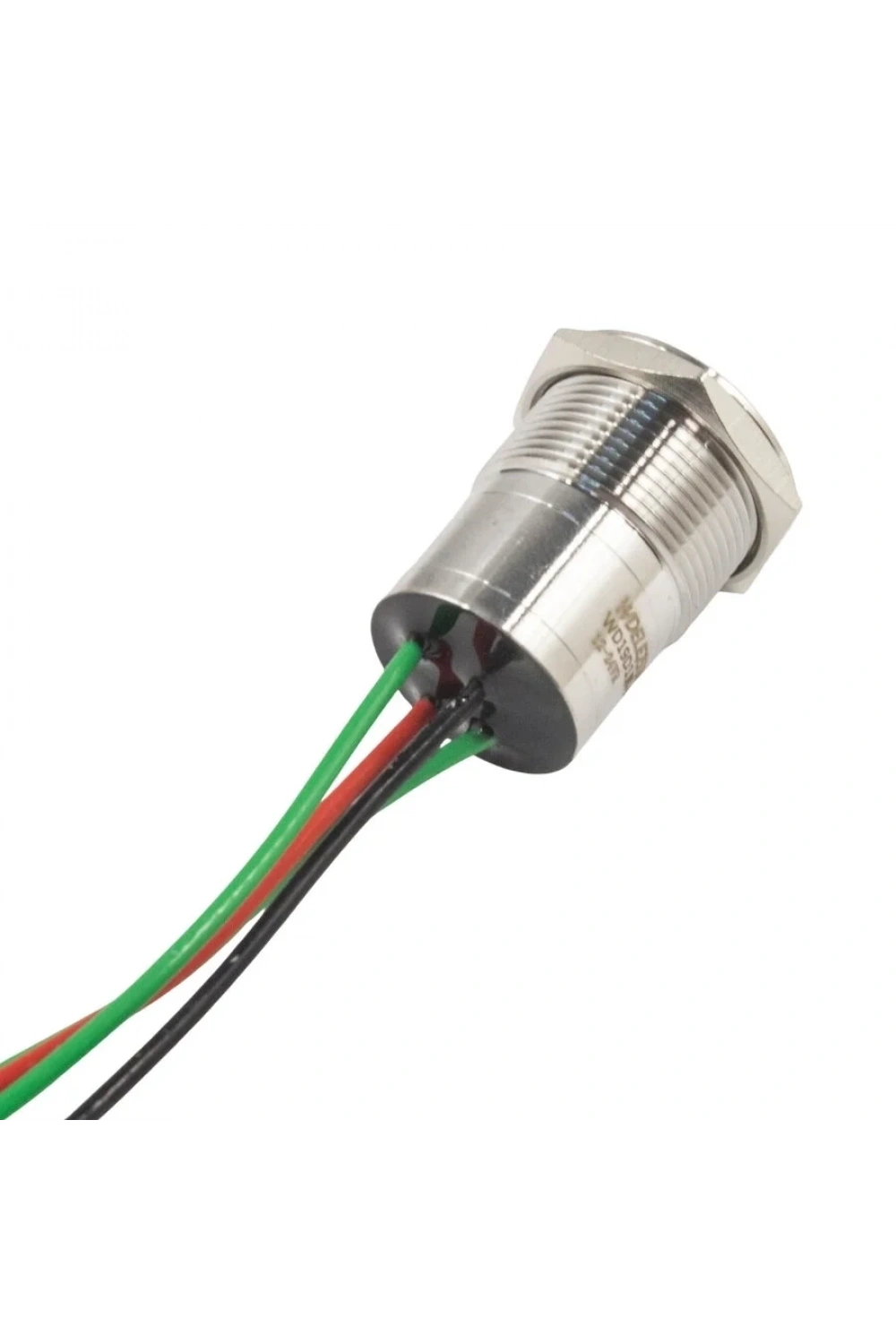 WD19D1-P2-E 19mm Düz Yaylı Işıklı Kablolu Metal Buton - Mavi