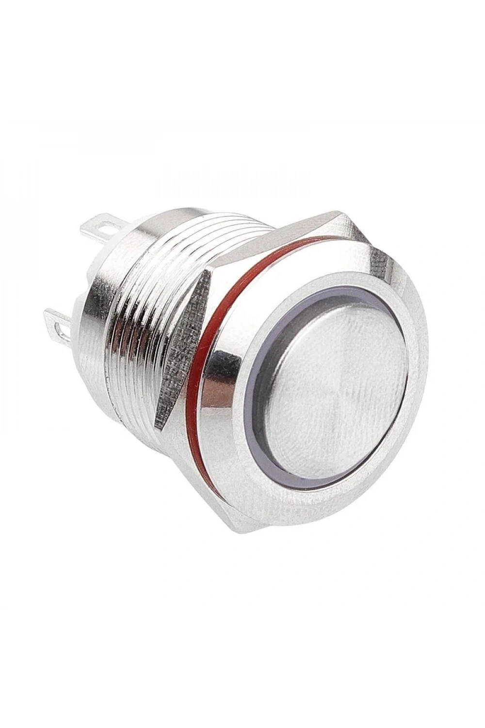 WD19H-G1-E 19mm Çıkık Yaylı Işıklı Metal Buton - Beyaz