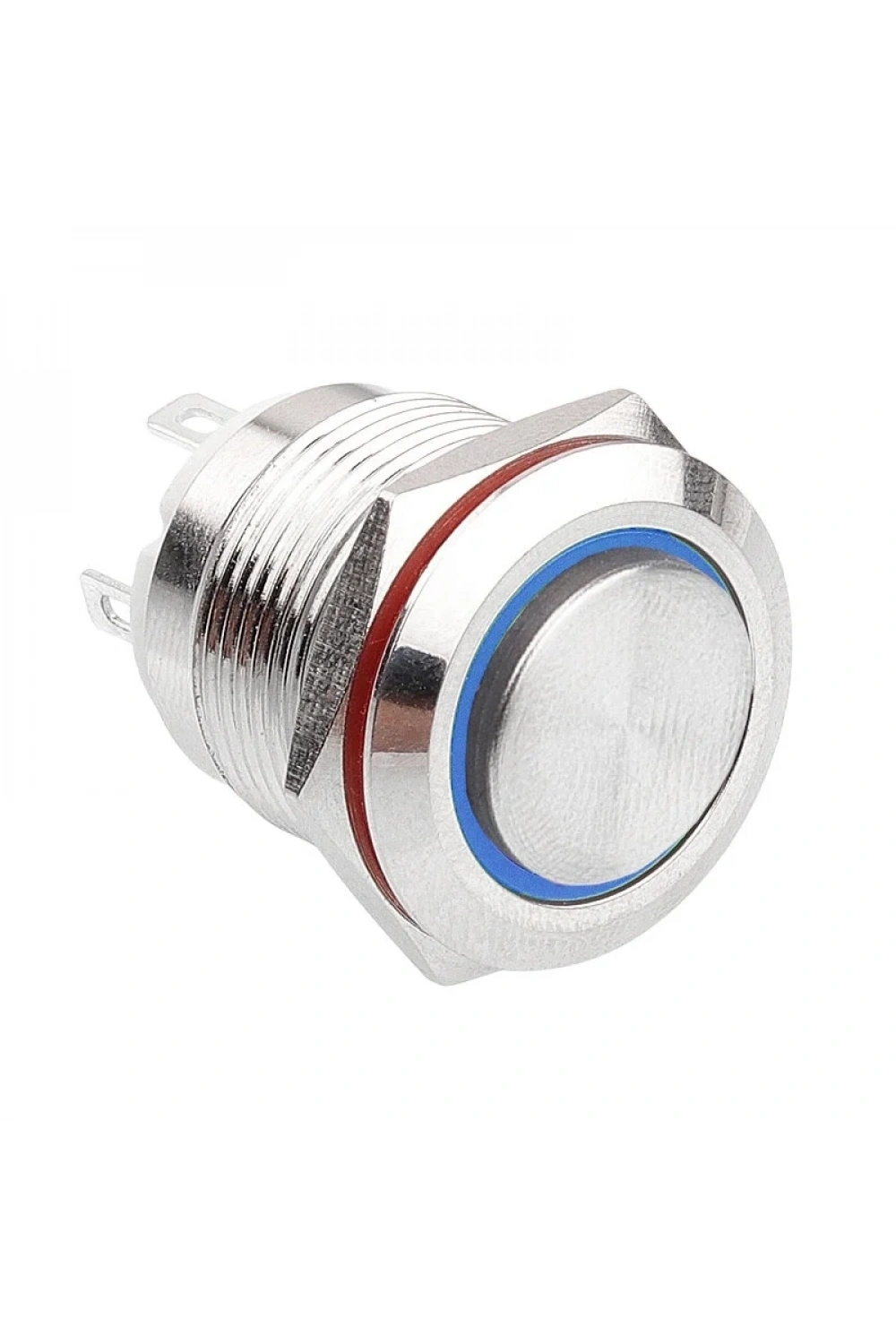 WD19H-G1-E 19mm Çıkık Yaylı Işıklı Metal Buton - Mavi