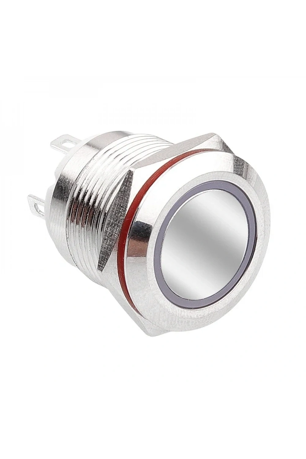 WD19H-P1-E 19mm Düz Yaylı Işıklı Metal Buton - Beyaz