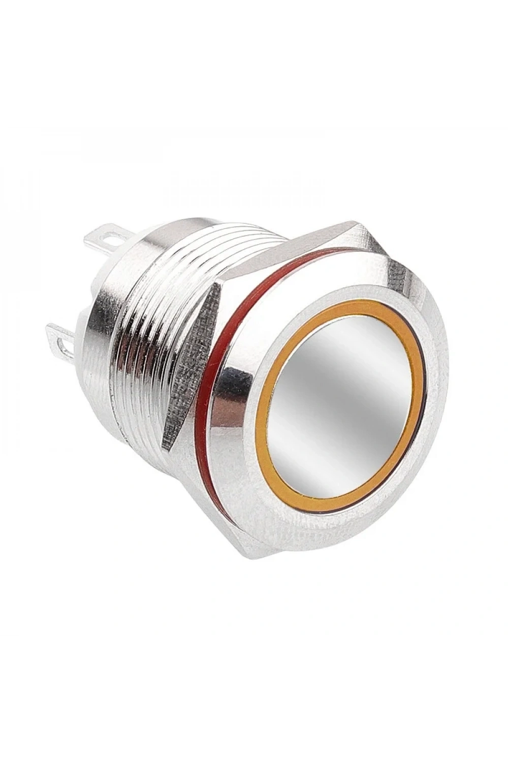 WD19H-P1-E 19mm Düz Yaylı Işıklı Metal Buton - Sarı