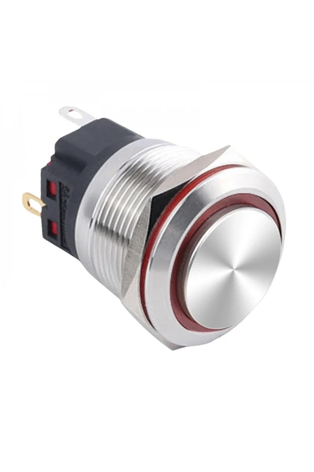 WD22B-G1-E 22mm Çıkık Yaylı Işıklı Metal Buton - Kırmızı