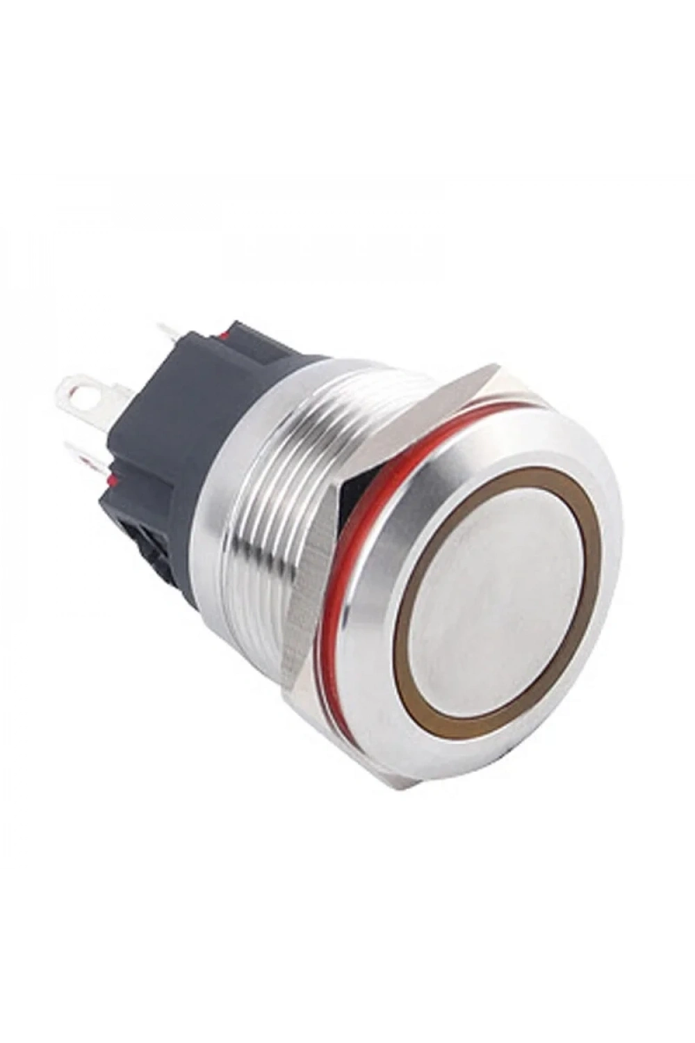 WD22B-P1-E 22mm Düz Yaylı Işıklı Metal Buton - Sarı