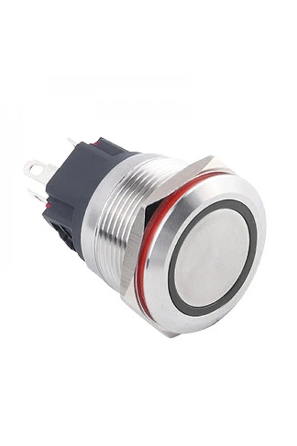 WD22B-P1Z-E 22mm Düz Anahtarlı Işıklı Metal Buton - Beyaz