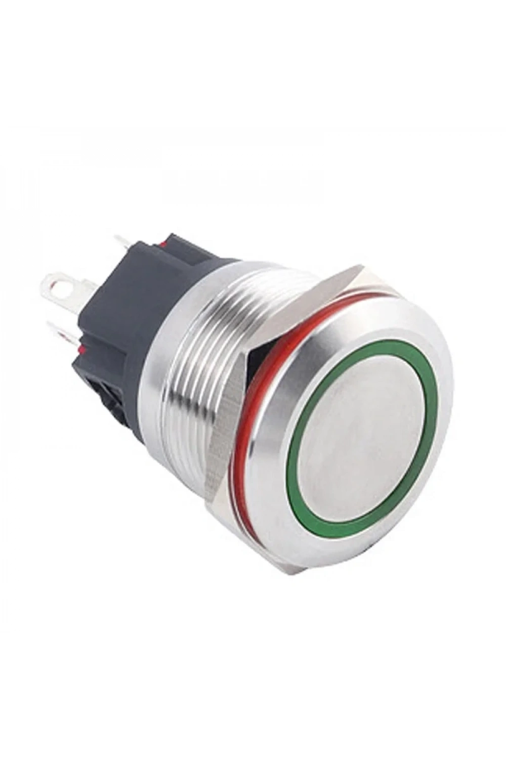 WD22B-P1Z-E 22mm Düz Anahtarlı Işıklı Metal Buton - Yeşil