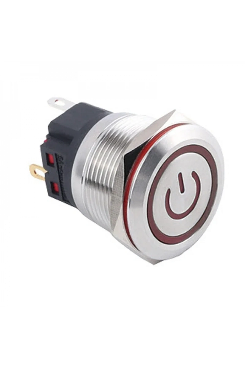 WD22B-P1Z-EC 22mm Düz Anahtarlı Işıklı Power Metal Buton - Kırmızı