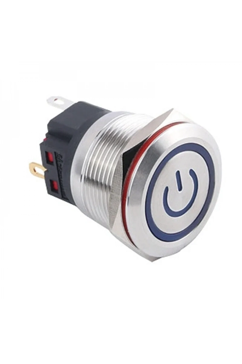 WD22B-P1Z-EC 22mm Düz Anahtarlı Işıklı Power Metal Buton - Mavi