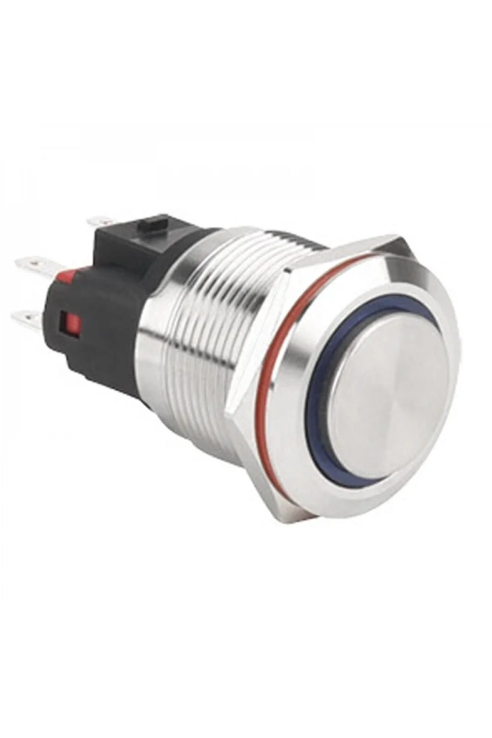 WD22E-G1-E 22mm Çıkık Yaylı Işıklı Metal Buton - Mavi