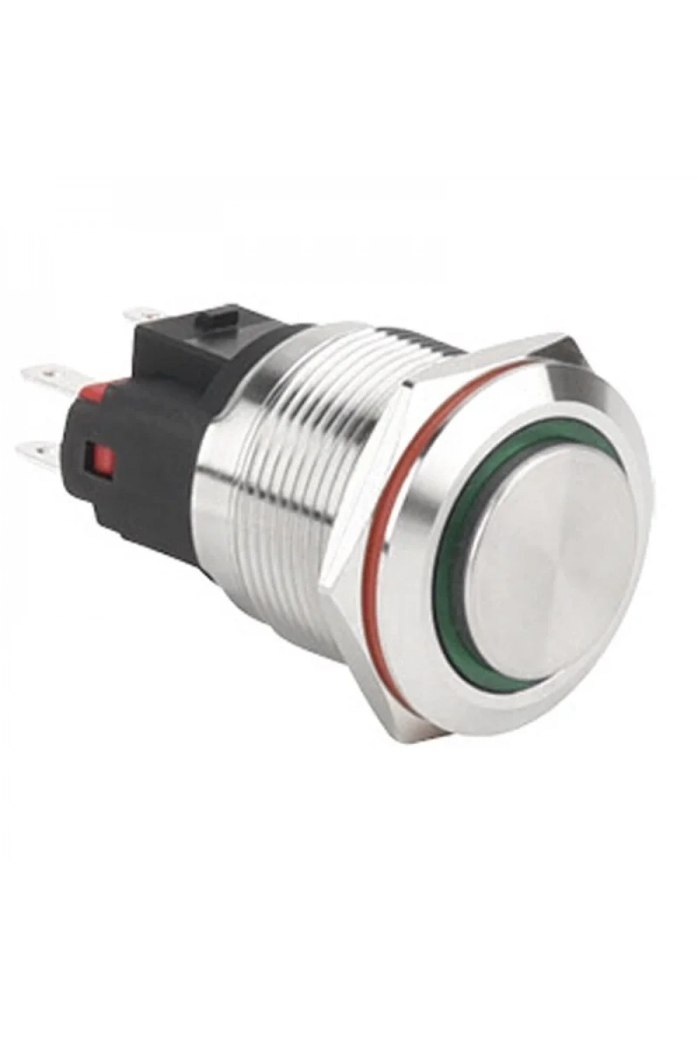 WD22E-G1-E 22mm Çıkık Yaylı Işıklı Metal Buton - Yeşil