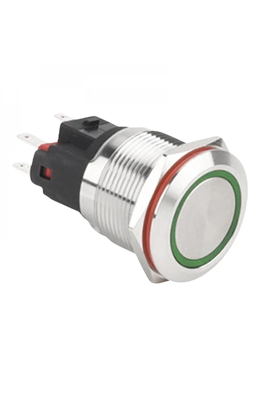 WD22E-P1-E 22mm Düz Yaylı Işıklı Metal Buton - Yeşil