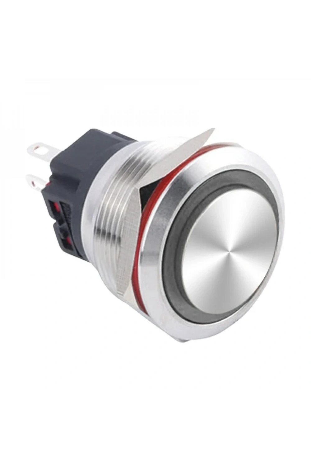 WD25B-G1-E 25mm Çıkık Yaylı Işıklı Metal Buton - Beyaz