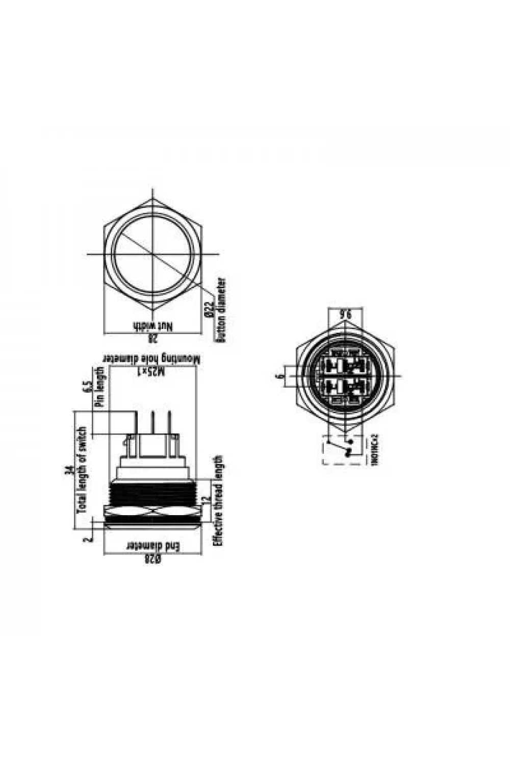 WD25B-P1 25mm Düz Yaylı Metal Buton