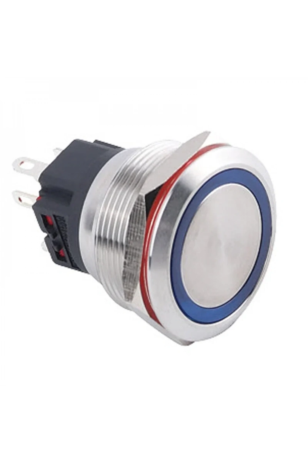 WD25B-P1Z-E 25mm Düz Anahtarlı Işıklı Metal Buton - Mavi