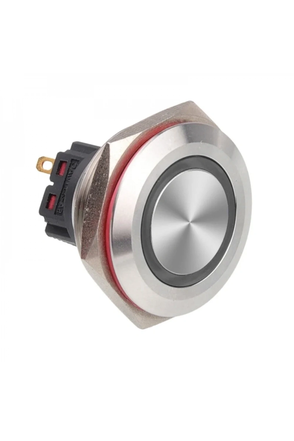 WD28B-P1Z-E 28mm Düz Anahtarlı Işıklı Metal Buton - Beyaz