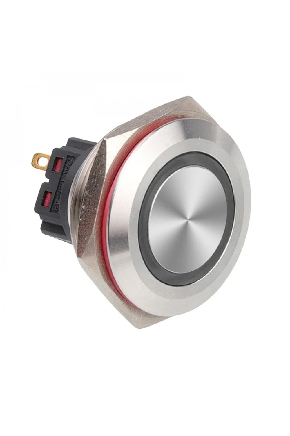 WD30B-P1-E 30mm Düz Yaylı Işıklı Metal Buton - Beyaz