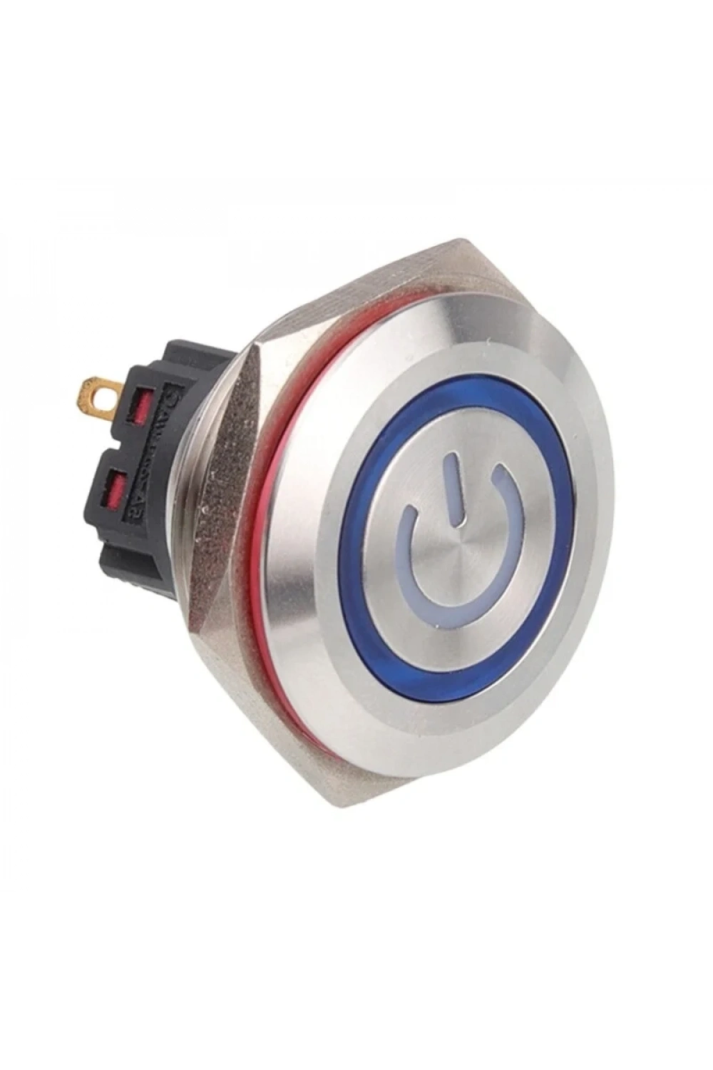 WD30B-P1-EC 30mm Düz Yaylı Işıklı Power Metal Buton - Mavi