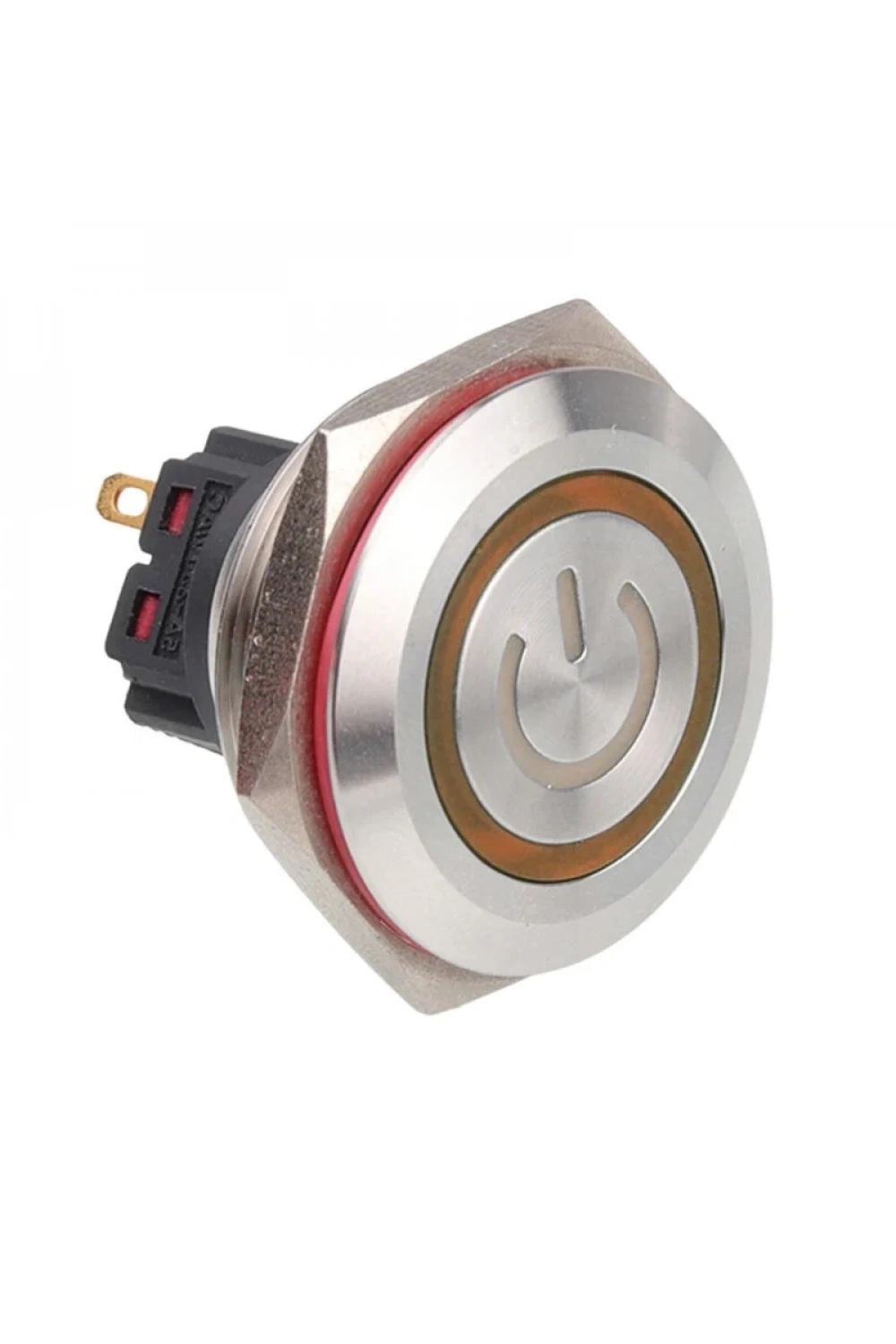WD30B-P1-EC 30mm Düz Yaylı Işıklı Power Metal Buton - Sarı