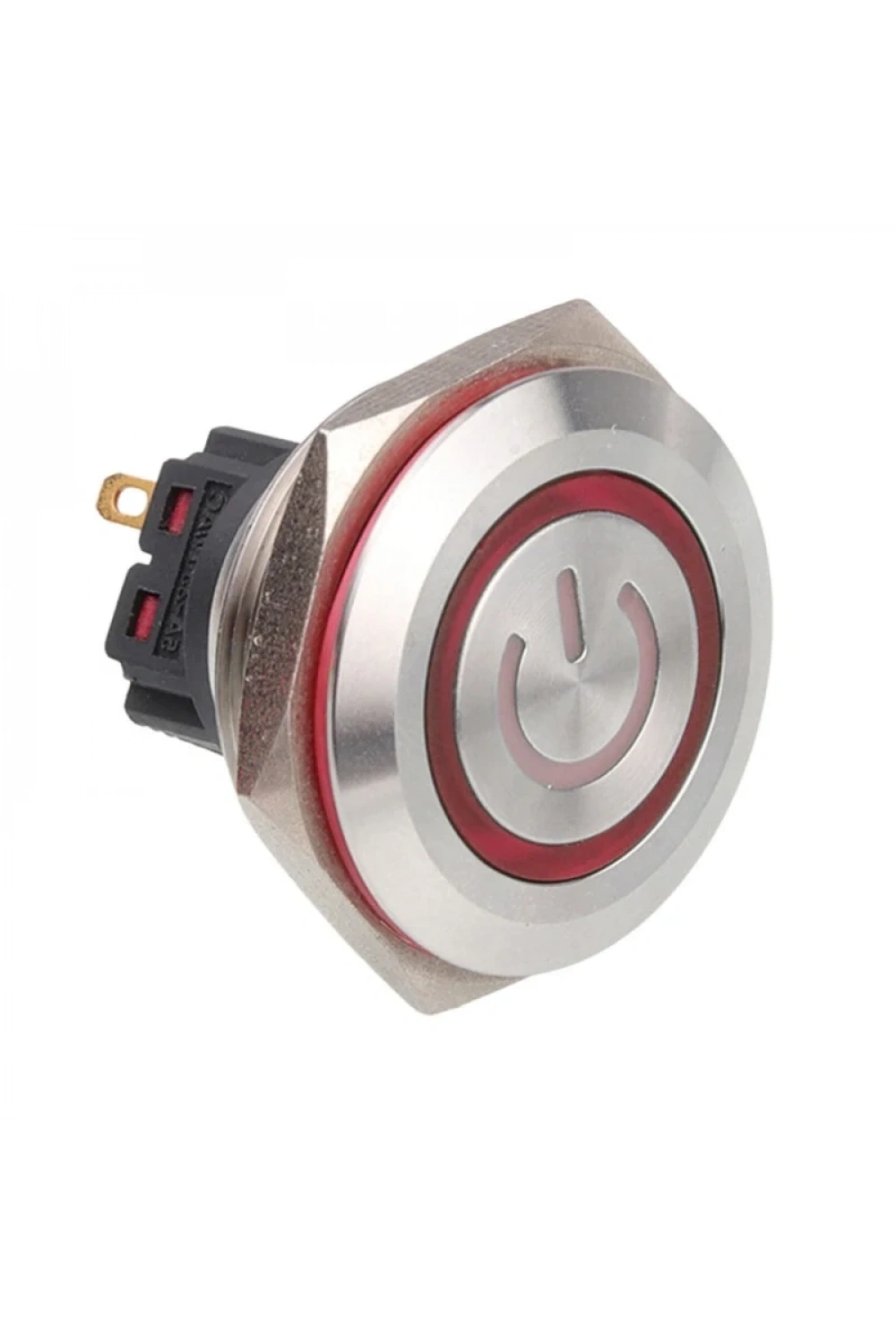 WD30B-P1Z-EC 30mm Düz Anahtarlı Işıklı Power Metal Buton - Kırmızı