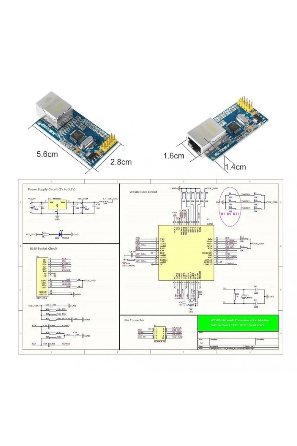 Wiznet W5500 Ethernet Lan Modülü Ethernet Ağ Modülü