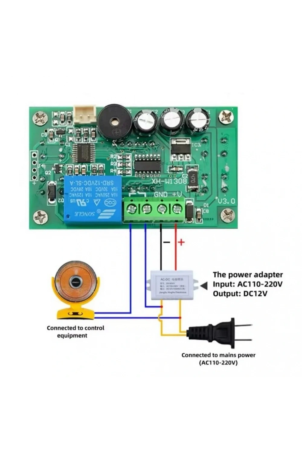 XH-W1308 Röle Çıkışlı Dijital Termostat 220V Sıcaklık Kontrol Cihazı 