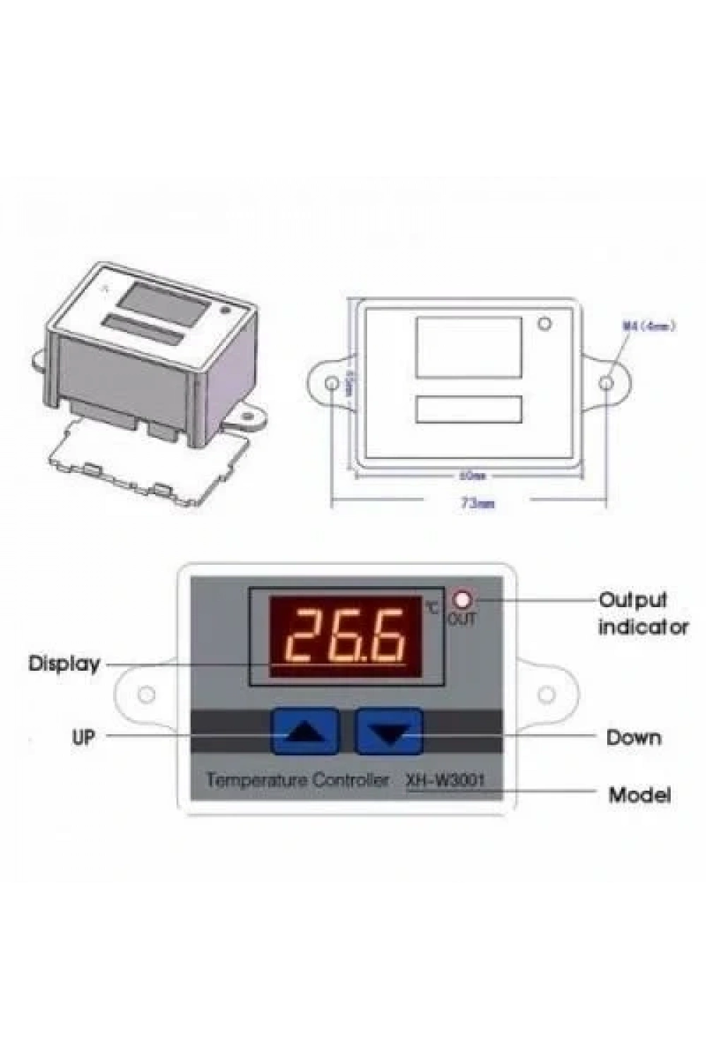 XH-W3001 12V DC Dijital Termostat