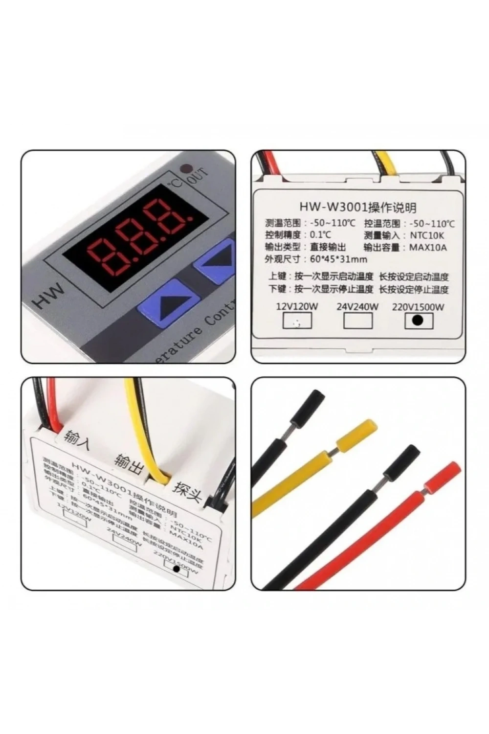 XH-W3001 220V AC Dijital Termostat 1500W