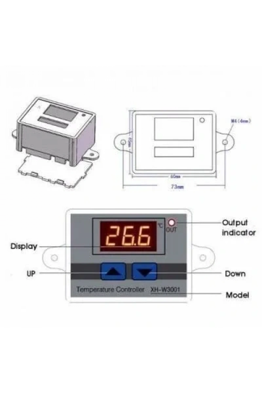 XH-W3001 24V DC Dijital Termostat