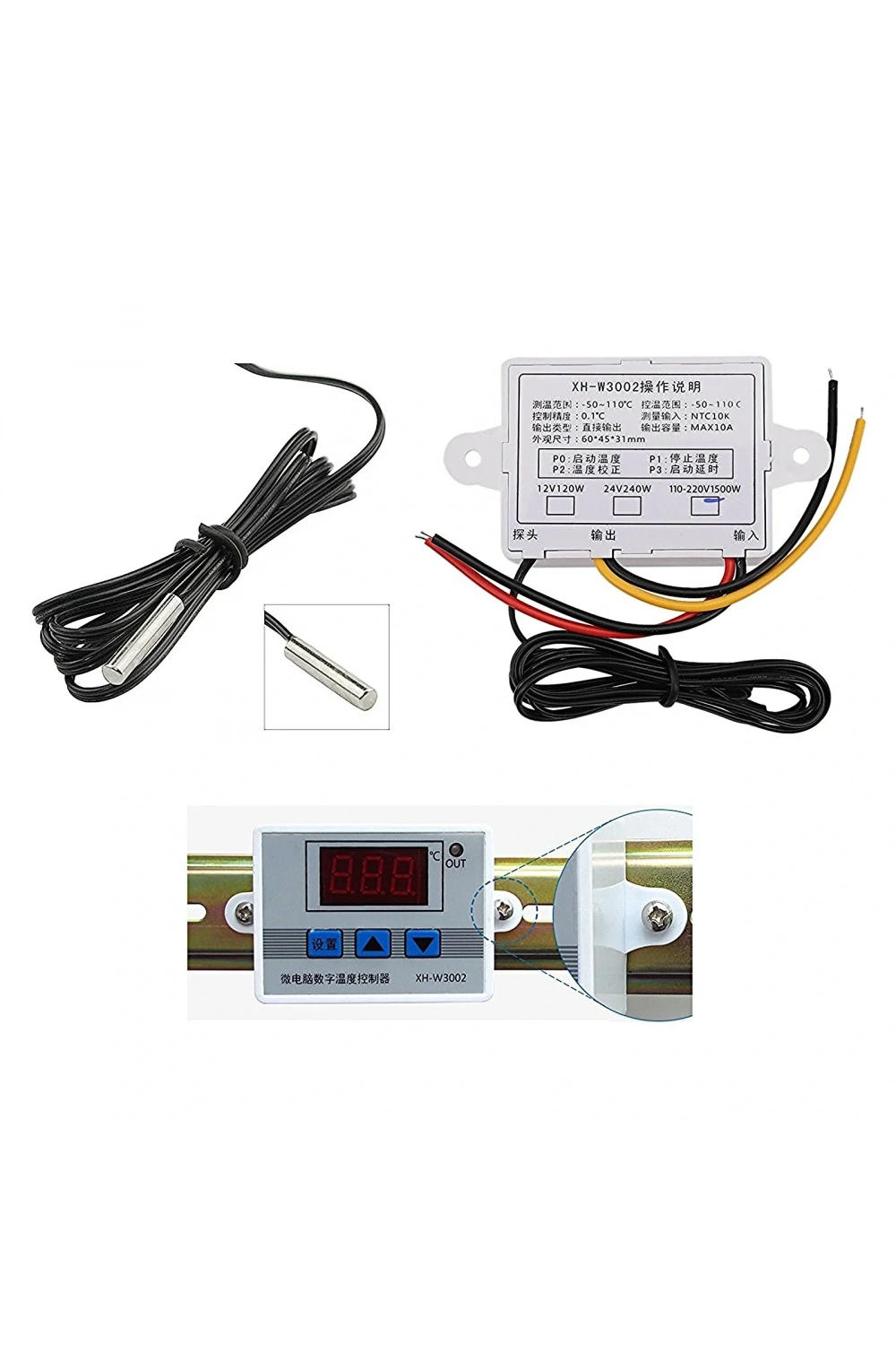 XH-W3002 220V AC Dijital Ayarlı Termostat 1500W