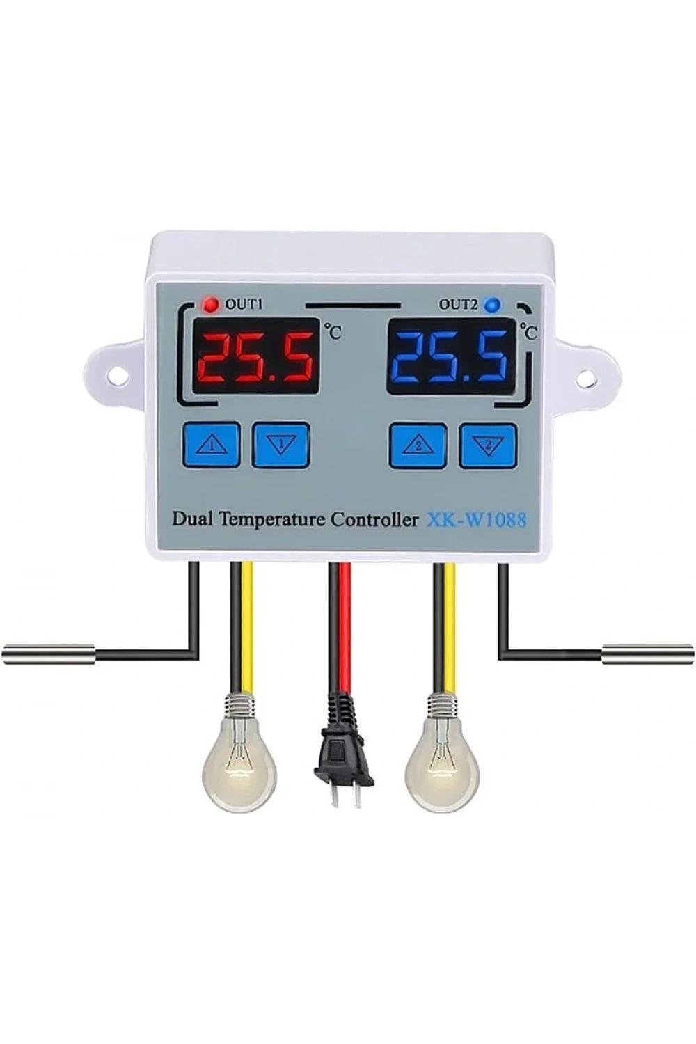 XK-W1088 İkili Dijital Sıcaklık Kontrollü Termostat - 12V/DC 120W
