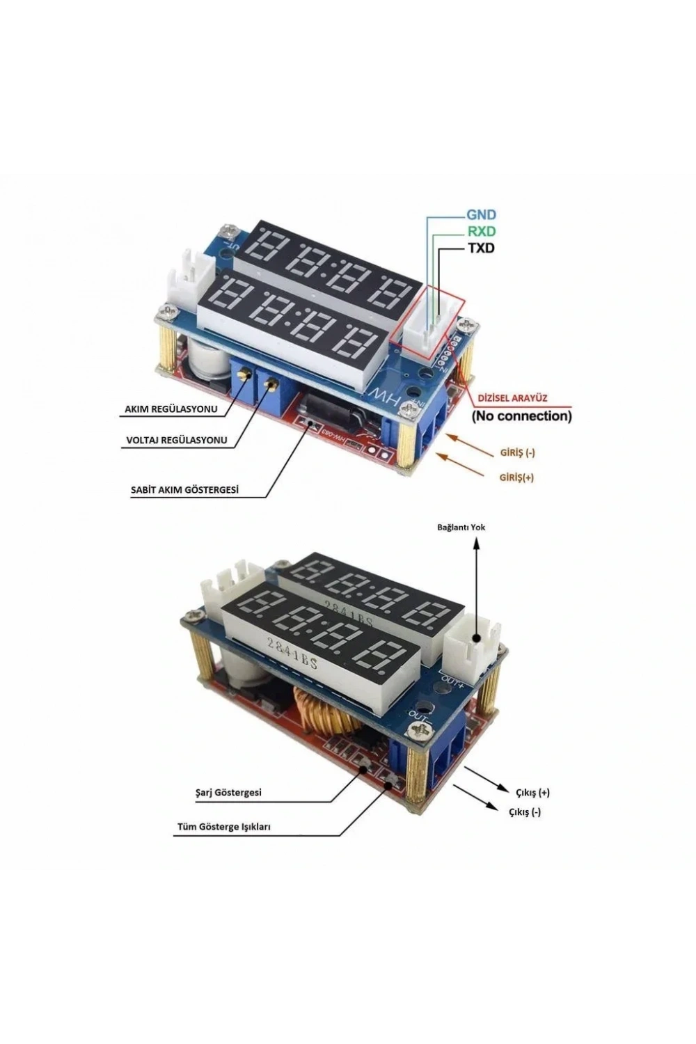 XL4015 5A CC-CV Volt-Amper Ayarlı Çift Ekranlı Voltaj Düşürücü Modül